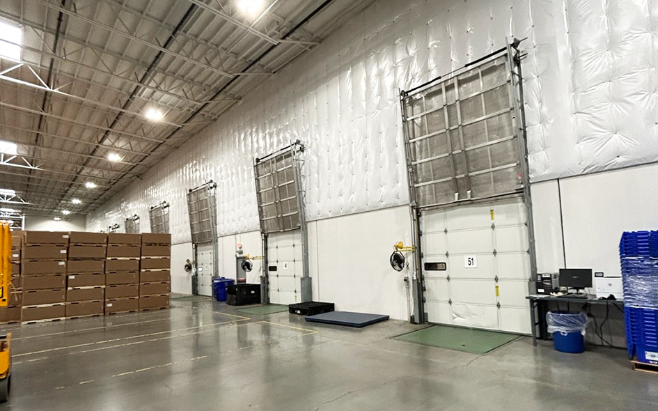 Commercial garage doors on a warehouse